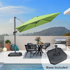 PURPLE LEAF 9 Feet Square Cantilever Umbrella Patio Umbrella with Base Outdoor Umbrella Aluminum Offset with 360-degree Rotation for Garden Deck Pool Patio Apple Green - Image 2