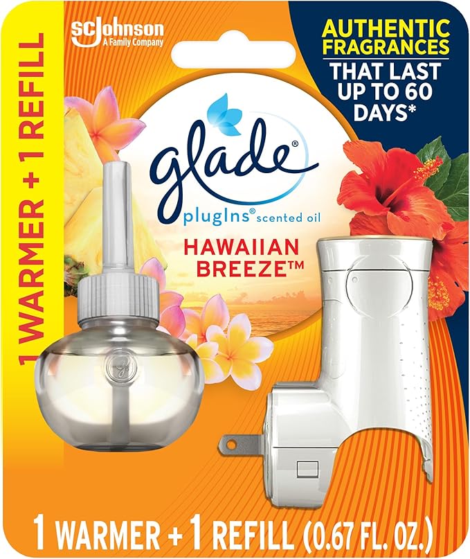 Glade PlugIns Refills Air Freshener Starter Kit, Hawaiian Breeze, Scented and by Glade