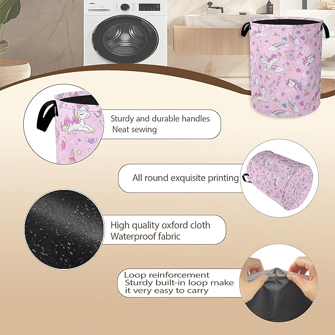 Laundry Hamper, Dreamy Rainbow Portable Collapsible Laundry Room Organization - Image 5