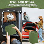 Canvas Laundry Bags with Handles & Rectangular Base, Washable Cotton Drawstring - Image 6