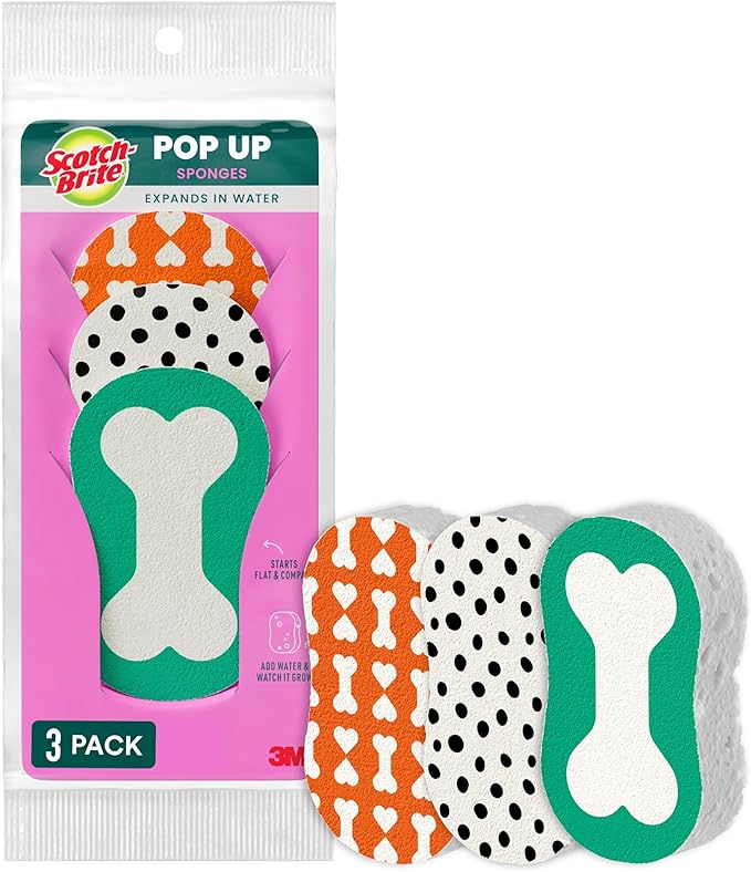 Scotch-Brite Dog Pop Up Non-Scratch Sponges, Limited Edition, Expands in Water by Scotch-Brite