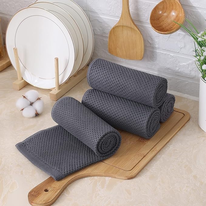 Kitinjoy 100% Cotton Waffle Weave Kitchen Hand Towels - Image 7