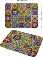 Mexican Tiles Dish Drying Mat for Kitchen Counter Absorbent Microfiber Dish - Image 2