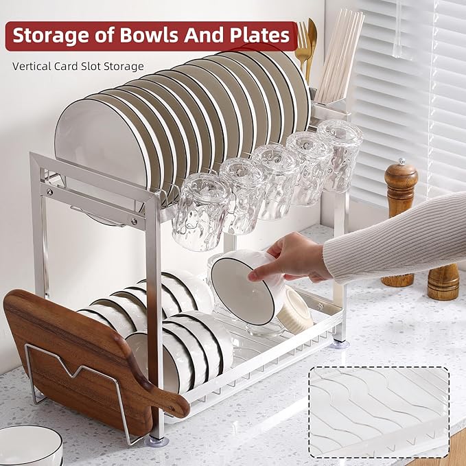 Dish Drying Rack, Double Layered countertop Kitchen Organizer - Image 7
