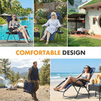 NEWBULIG Zero Gravity Chair Set of 2, Lounge Chair Folding Portable Adjustable Camping Reclining Chairs with Adjustable Pollow, Mesh Back, Cup Holder Trays Lawn Patio Chair for Pool Beach - Blue - Image 8