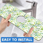Tropical Eucalyptus Leaves Kitchen Sink Splash Guard Mat Absorbent Fast Drying - Image 6