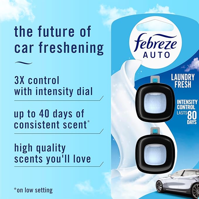 Febreze Car Air Freshener Vent Clip Laundry Fresh Scent, .07 oz. Car Vent Clip - Image 2