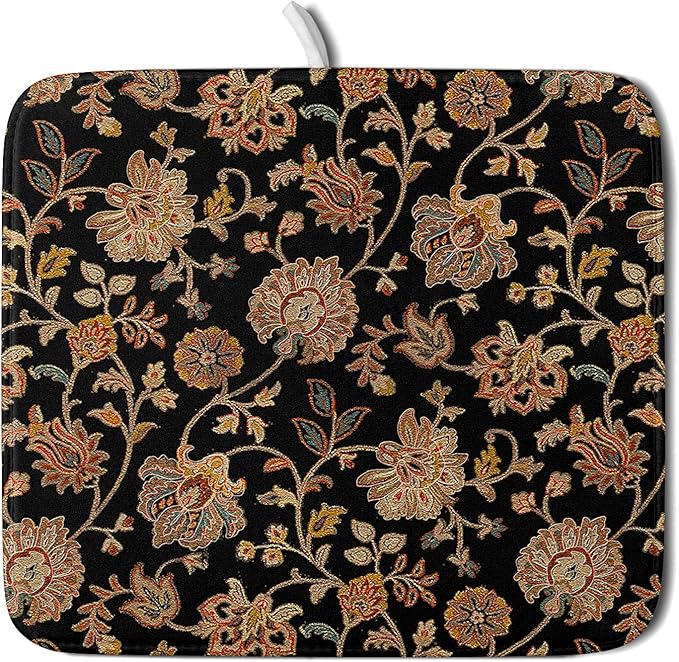 Vintage Tapestry Floral Dish Drying Pad 16 x 18 Inch by APORTT
