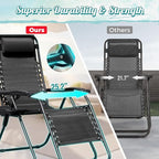 Homall Zero Gravity Chair Patio Folding Lawn Lounge Chairs Outdoor Lounge Gravity Chair Camp Reclining Chair with Pillows for Poolside Backyard and Beach Set of 2 (Dark Black) - Image 4