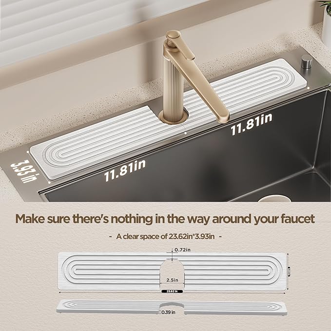 Faucet Mat for Kitchen Sink, Diatomite Stone Drying Sink Protectors, Bathroom - Image 2