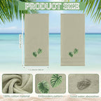 2 Pcs Tropical Palm Leaves Hand Towels Gray Green Bathroom Decor 14x29 Inch - Image 3