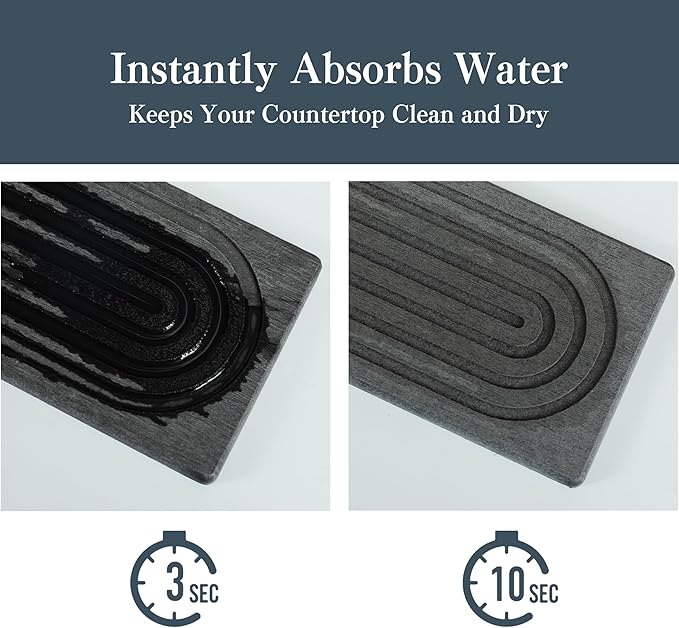 Stone Faucet Mat for Kitchen Sink, Quick Drying Mats, Water Absorbing Guard & - Image 3