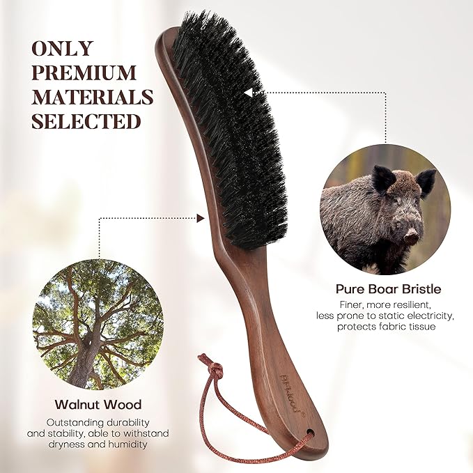 BFWood Clothes Brush, Boar Bristle Lint Brush - Image 3