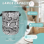 Grey White Snake Texture Laundry Hamper Snake Colorful Laundry Basket - Image 2