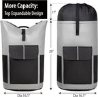 BeeGreen Grey-Black-Laundry-Bag-Backpack-Extra-Large-Heavy-Duty, 125L Portable - Image 2