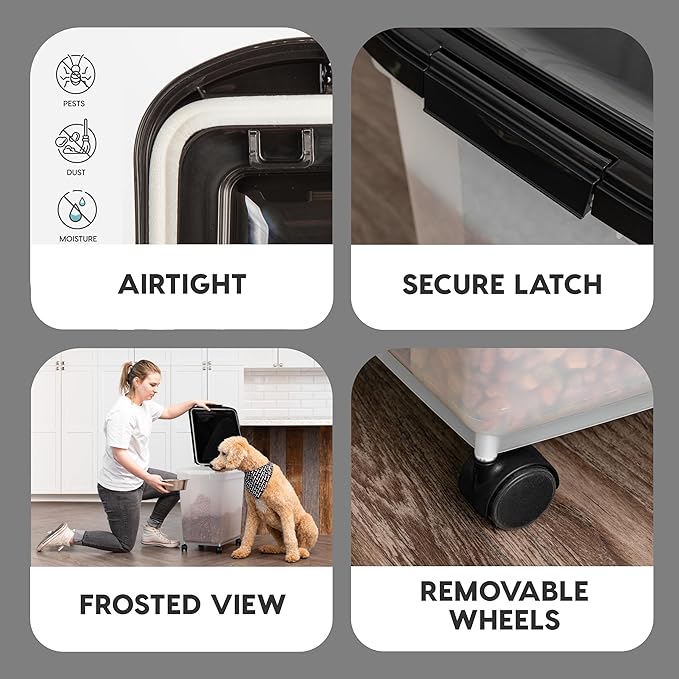 IRIS USA Airtight Dog Food Storage Container, WeatherPro, Removable Wheels - Image 4
