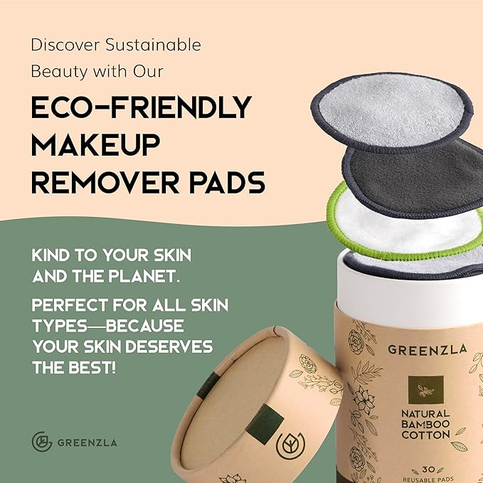 Greenzla Reusable Makeup Remover Pads, Washable Bamboo Cotton Rounds - Image 7