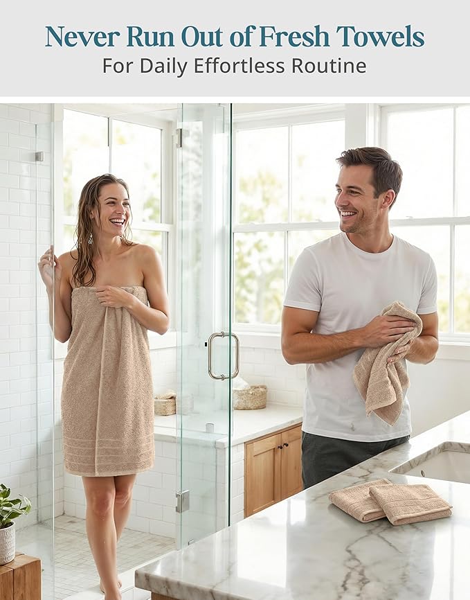 Casa Platino 100% Luxury Cotton Bathroom Towel Set 8 Pcs - Image 5