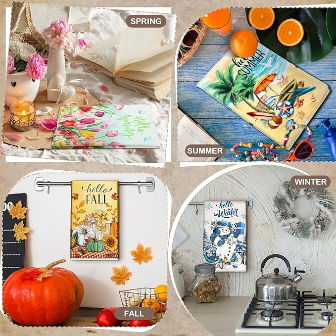 12 Pcs Seasonal Kitchen Towels Set - Image 6