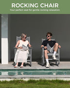 Oversized Rocking Chair Outdoor, High Back Porch Rocker Chair, HDPE All Weather Resistant Rocking Chairs for Patio, 380lbs Weight Capacity, Grey - Image 7