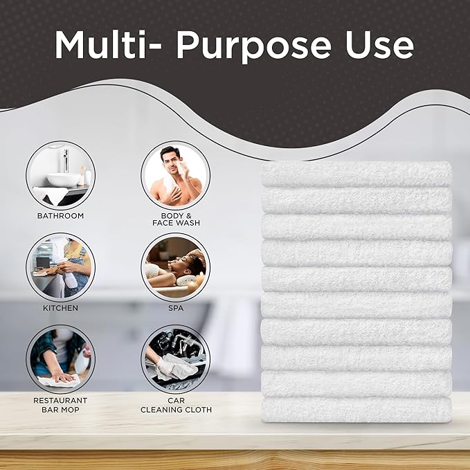 DecorRack 10 Pack 100% Cotton Wash Cloth, Luxurious Soft, 12 x 12 inch Ultra - Image 5
