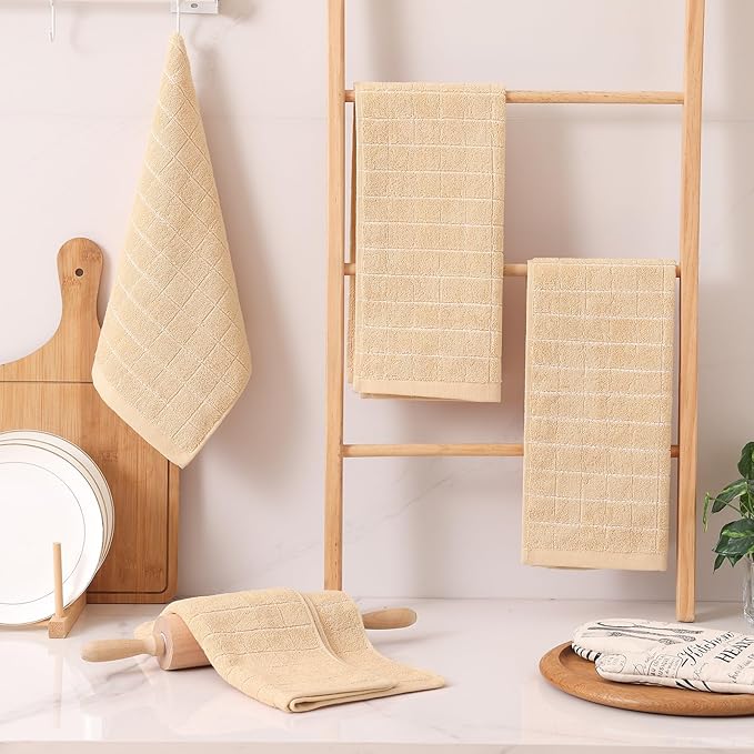 Homaxy 100% Cotton Terry Kitchen Towels, Checkered Designed, Soft and Super - Image 6