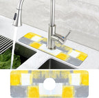 Grey and Yellow Abstract Kitchen Sink Splash Guard Mat Absorbent Fast Drying - Image 4