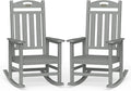 Oversized Outdoor Rocking Chairs Set of 2, High Back Porch Rocker Chair, HDPE Rocking Chairs for Patio, Living Room, Light Grey by Suunyn