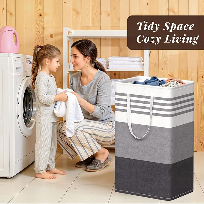 WOWBOX 2 Pack Laundry Hampers Baskets, Freestanding Dirty Clothes Hampers - Image 7