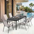 VINGLI Patio Chairs Set of 6 – Stackable Outdoor Dining Chairs with Comfortable Sling High Back Chairs and Armrests for Lawn, Poolside, Courtyard, Balcony, Garden, Yellow - Image 7