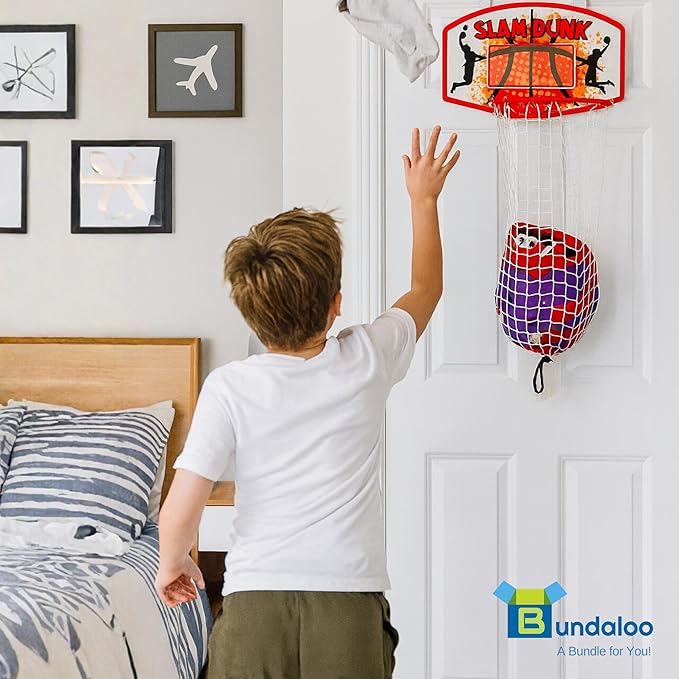 Bundaloo Basketball Laundry Hamper – Over-the-Door Hanging Hoop - Image 4