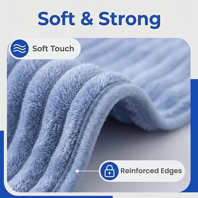4PCS Blue Microfiber Hand Towels - Image 4