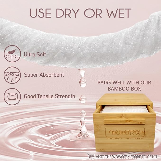 100% Cotton Disposable Face Towel 100 Count 10x12 Inch | Biodegradable Thick - Image 6