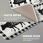 Farmhouse Animal Dish Drying Mat Buffalo Plaid Drainer Rack Mats Fast Dry - Image 3
