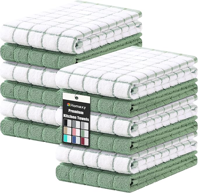 Homaxy Premium Cotton Kitchen Towels 16"x 28", Large Natural Ring Spun 390 GSM by Homaxy