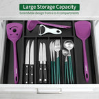 Utoplike Bamboo Silverware Drawer Organizer, Expandable Kitchen Utensils Drawer - Image 3