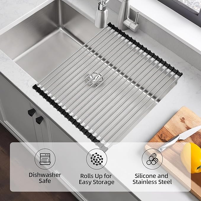 NEZUIBAN Dish Drying Rack with Roll Up and Over Sink - Image 2