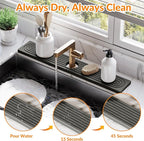 23.6 Inch Stone Faucet Mat for Kitchen Sink Splash Guard, Diatomite Sink - Image 3