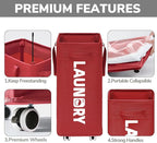 Goodpick Laundry Basket with Wheels, 75L Large Roolling Laundry Basket with - Image 4