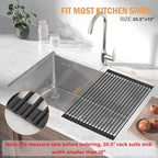 LEMIKKLE 20.5" x 13" Roll Up Dish Drying Rack Silicone Wrapped Over The Sink - Image 2