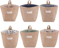 Foraineam 6 Pack Mini Hanging Storage Bag Cotton Linen Decorative Wall-Hanging by Foraineam