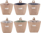Foraineam 6 Pack Mini Hanging Storage Bag Cotton Linen Decorative Wall-Hanging by Foraineam