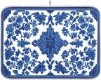 Blue White Porcelain Floral Dish Drying Mat by Wamika