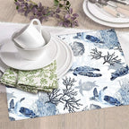Nautical Blue White Sea Turtle & Coral Dish Drying Mats - Image 5