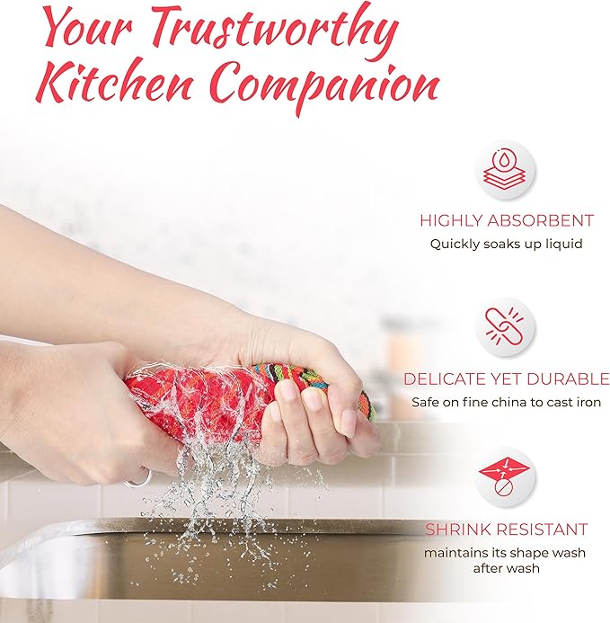 THREAD SPREAD Kitchen Dish Towels, 100% Cotton Salsa Towels, Highly Absorbent - Image 4