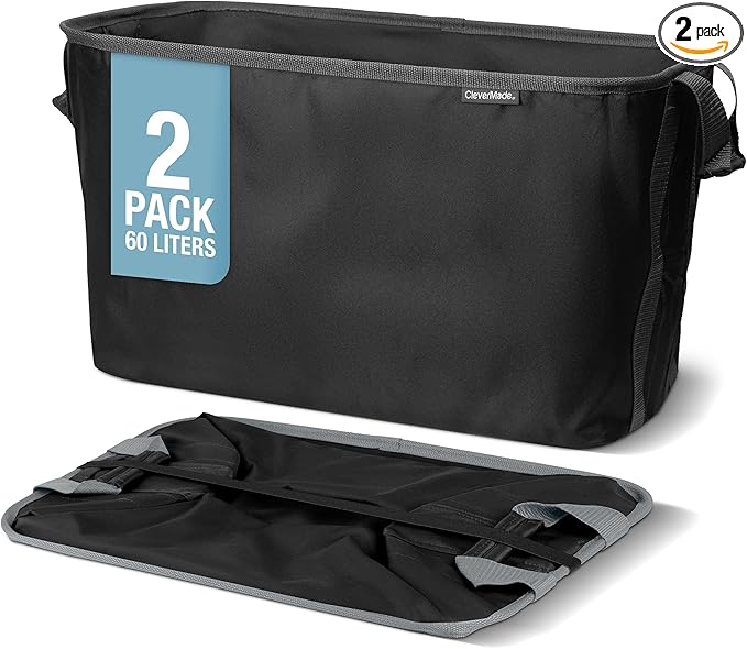 CleverMade Collapsible Laundry Basket 2 Pack – 60L Foldable Clothes Hamper by CleverMade