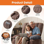 Sweetcrispy Power Lift Recliner Chair with Vibration Massage and Heat for Adults, Ergonomic Overstuffed Breathable Fabric Reclining Chair with Side Pockets, Remote Control, Living Room, Bedroom, Brown - Image 3