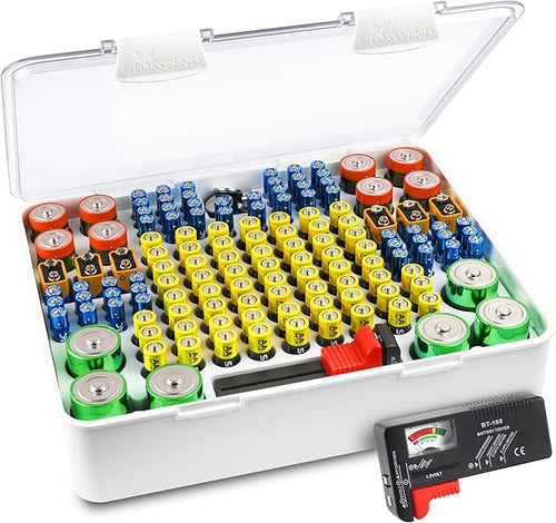 140 Slot Multi Battery Storage Box, Battery Storage Case, Battery Holder by GlossyEnd