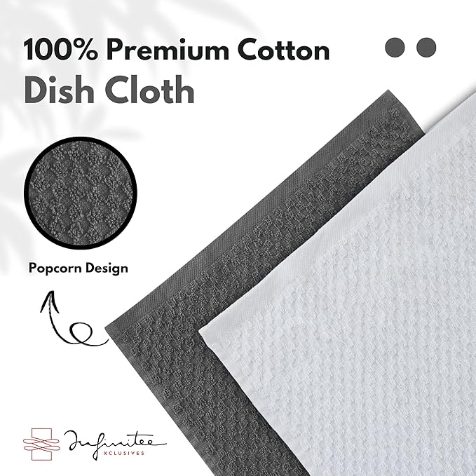 Infinitee Xclusives Premium Dish Cloth 100% Cotton 12 x 12 Inches |Pack of 4| - Image 7