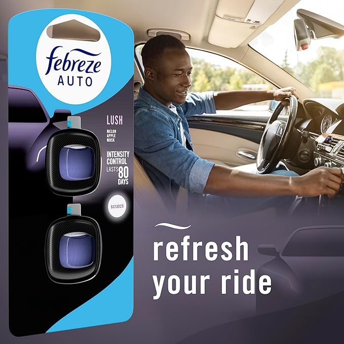 Febreze AUTO Air Freshener, Odor-Fighting Automotive Vent Clip, Lush Scent - Image 7